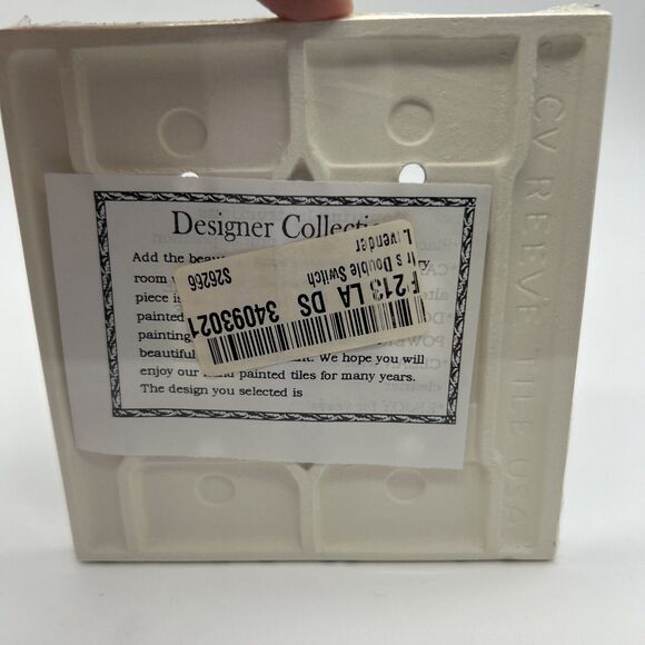 Vintage CV Reeve Lavender Hand painted White Ceramic Double Light Switch Cover - Picture 2 of 3
